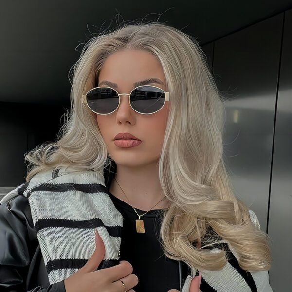 Hip-Hop Inspired Polarized  Vintage Metal Oval Sunglasses for Bold Style - Image 2